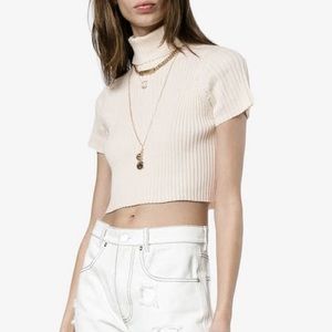 STAUD cotton rib crop turtleneck